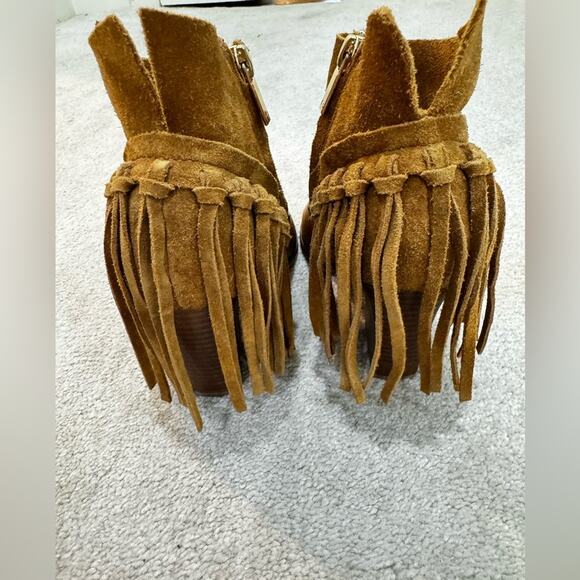 Mark Fisher Women's Tan Fring Peep-Toe Ankle Boots, size 7M - Picture 3 of 8